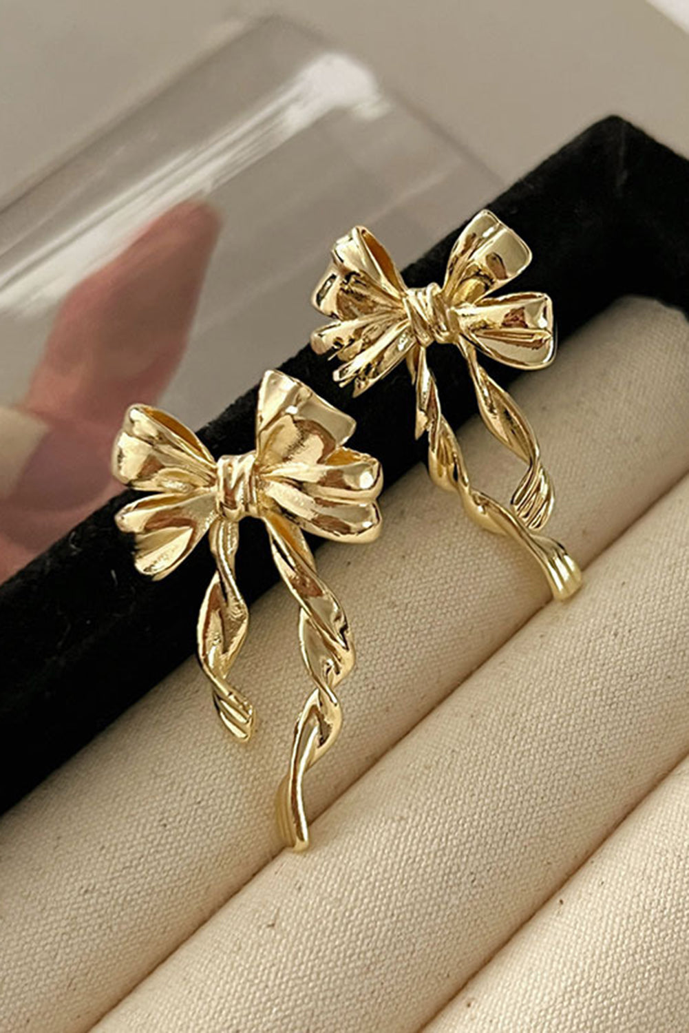 Gold Elegant Bow Stud Earrings