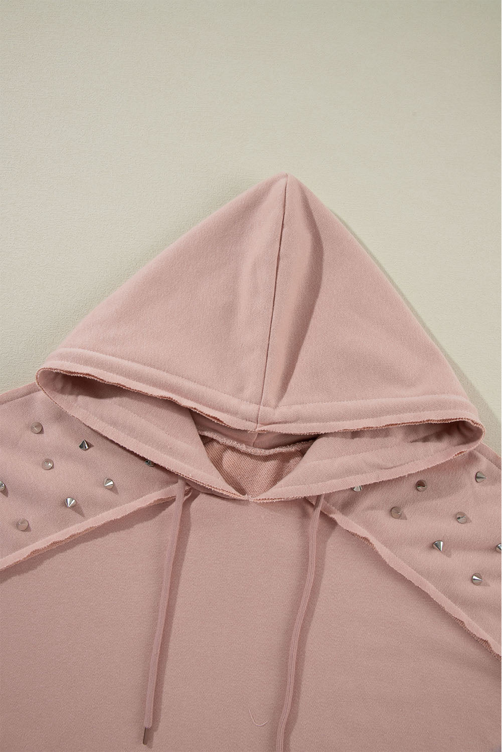 Sand Pink Stud Detail Kangaroo Pocket Hoodie