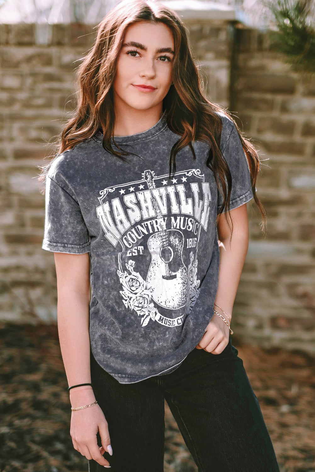 Red Nashville Rock Band T Shirt Vintage Washed Tee