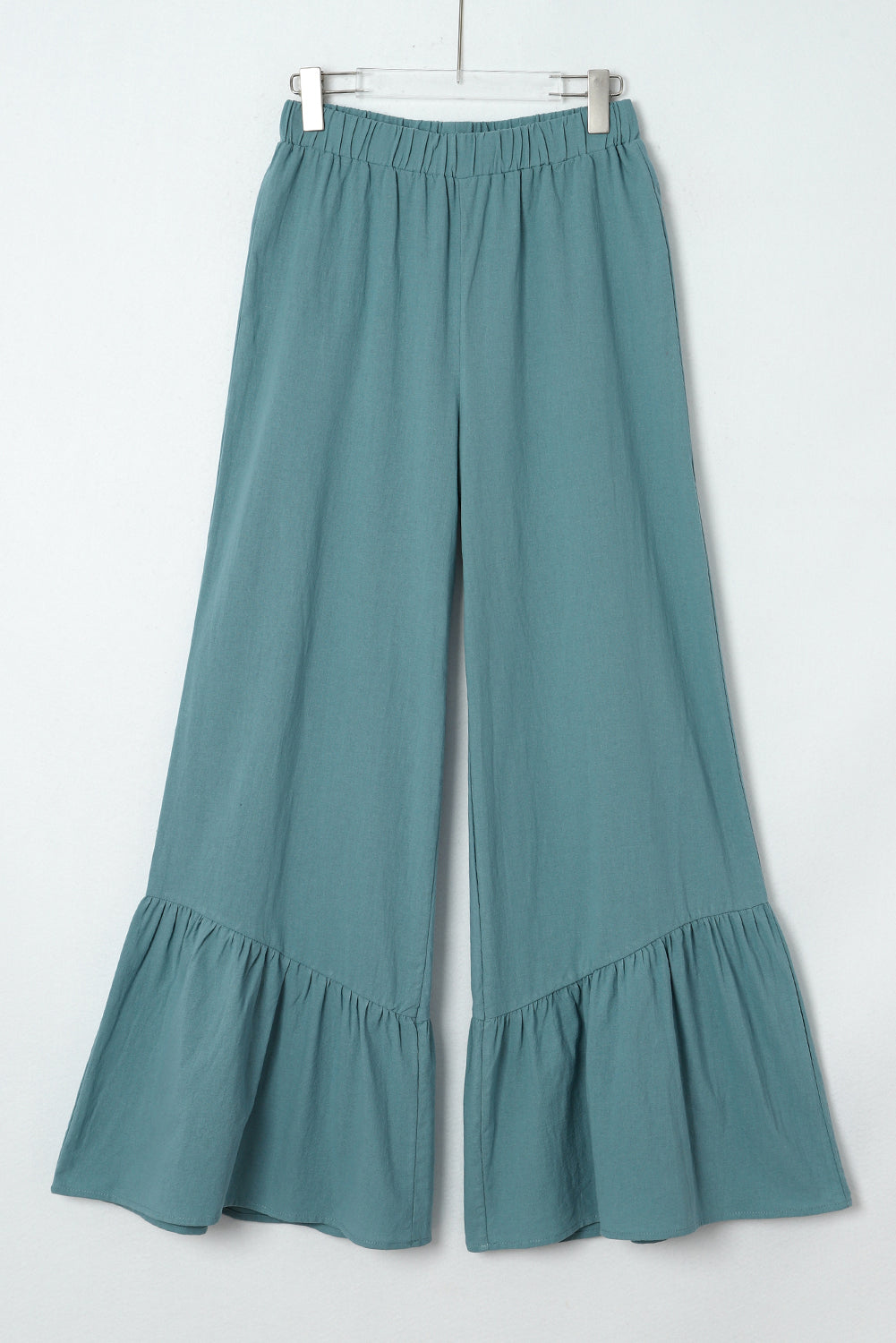 Sky Blue Basic High Waist Ruffled Wide Leg Pants