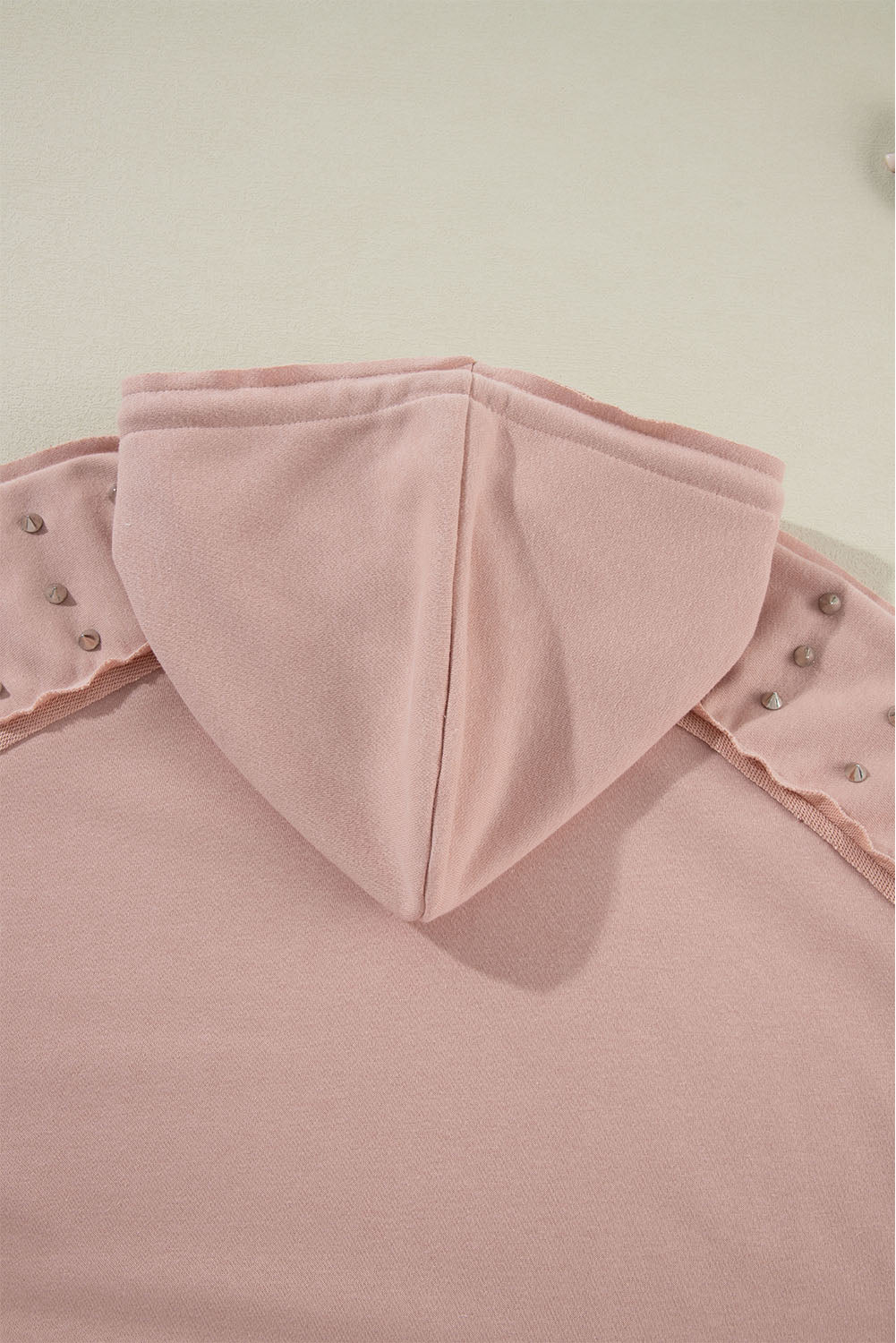 Sand Pink Stud Detail Kangaroo Pocket Hoodie