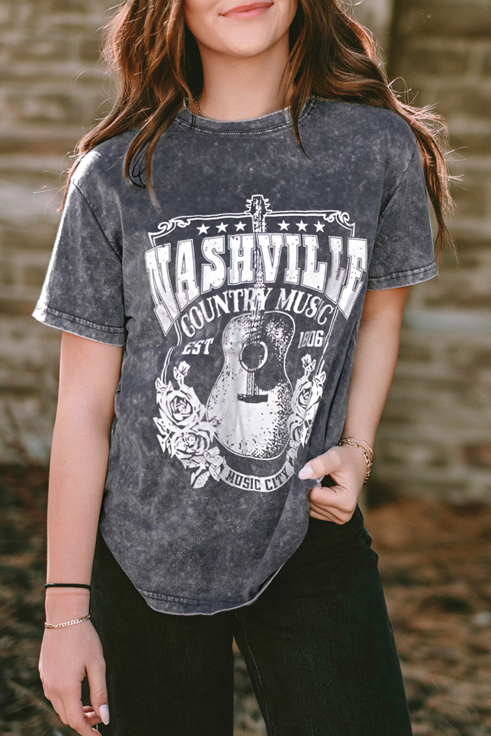 Red Nashville Rock Band T Shirt Vintage Washed Tee