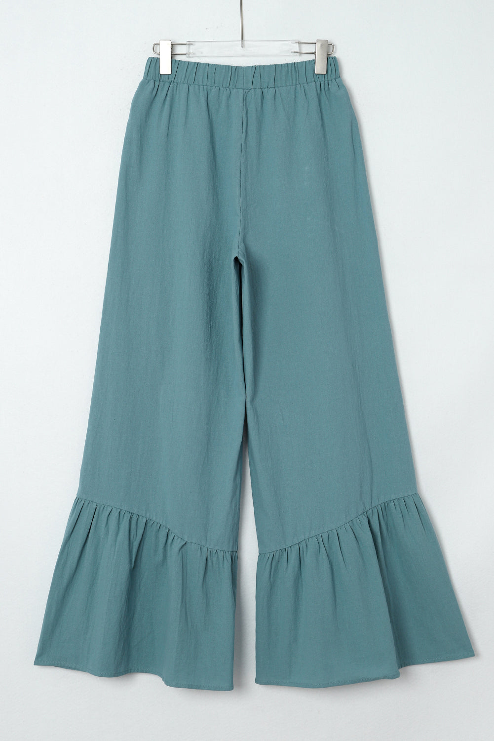 Sky Blue Basic High Waist Ruffled Wide Leg Pants