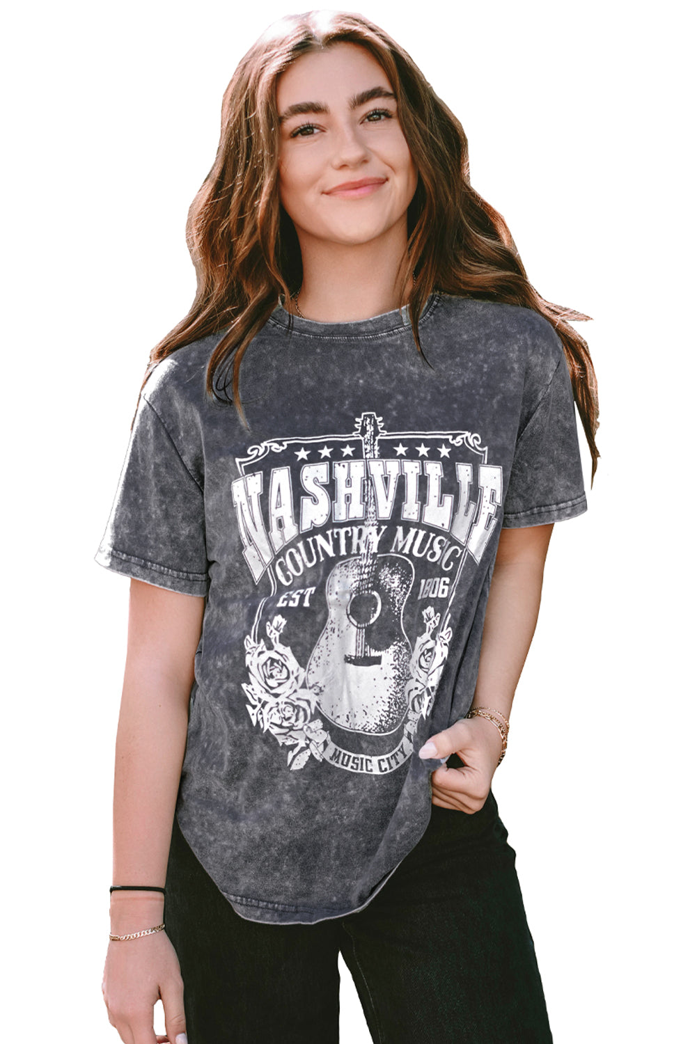 Red Nashville Rock Band T Shirt Vintage Washed Tee