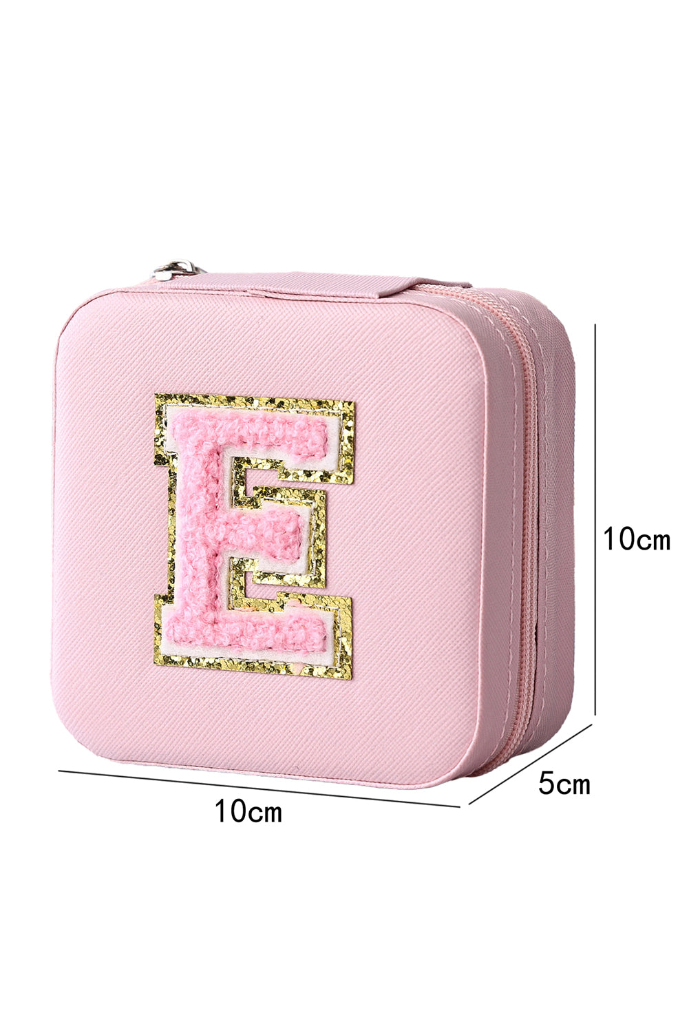 Pink Letter E Chenille Patch Layered Jewelry Box