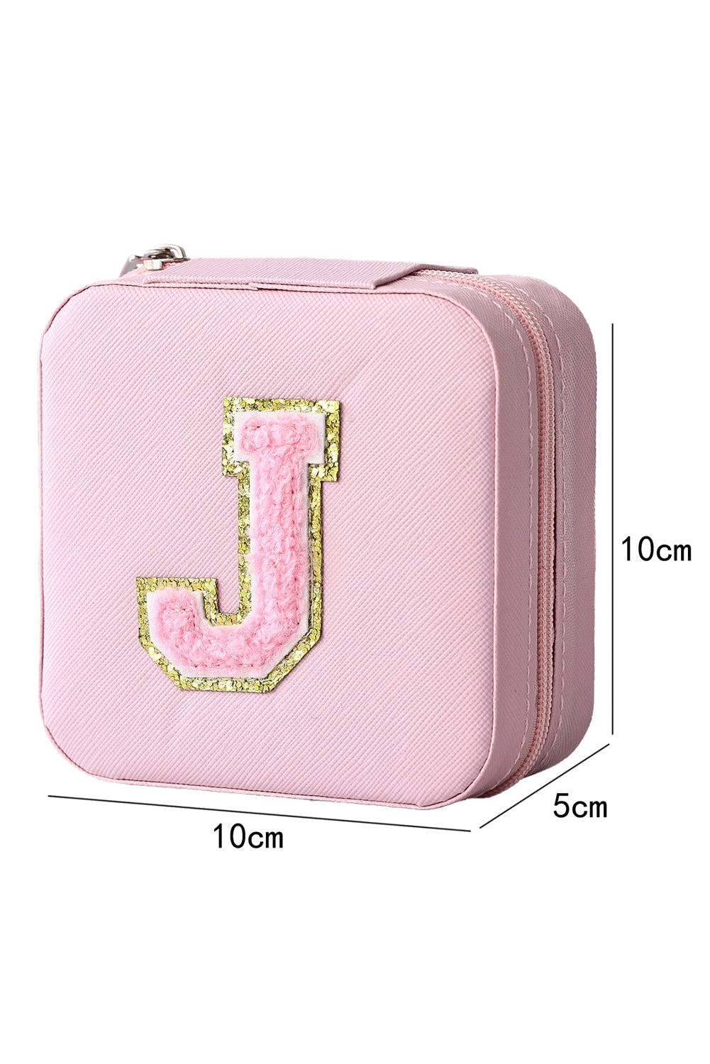 Pink Portable Initial J Graphic Layered Jewelry Box