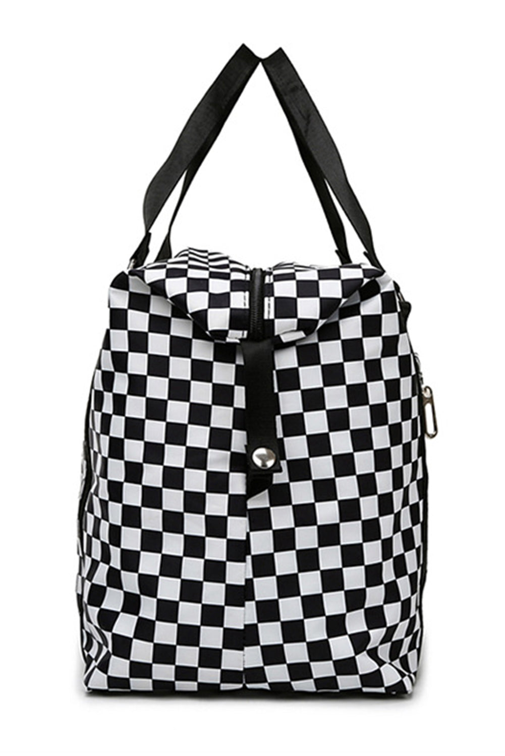 Black Checkered Travel Portable Large Capacity Duffle Bag