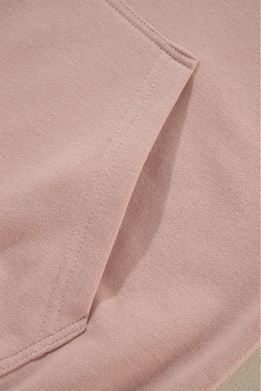 Sand Pink Stud Detail Kangaroo Pocket Hoodie