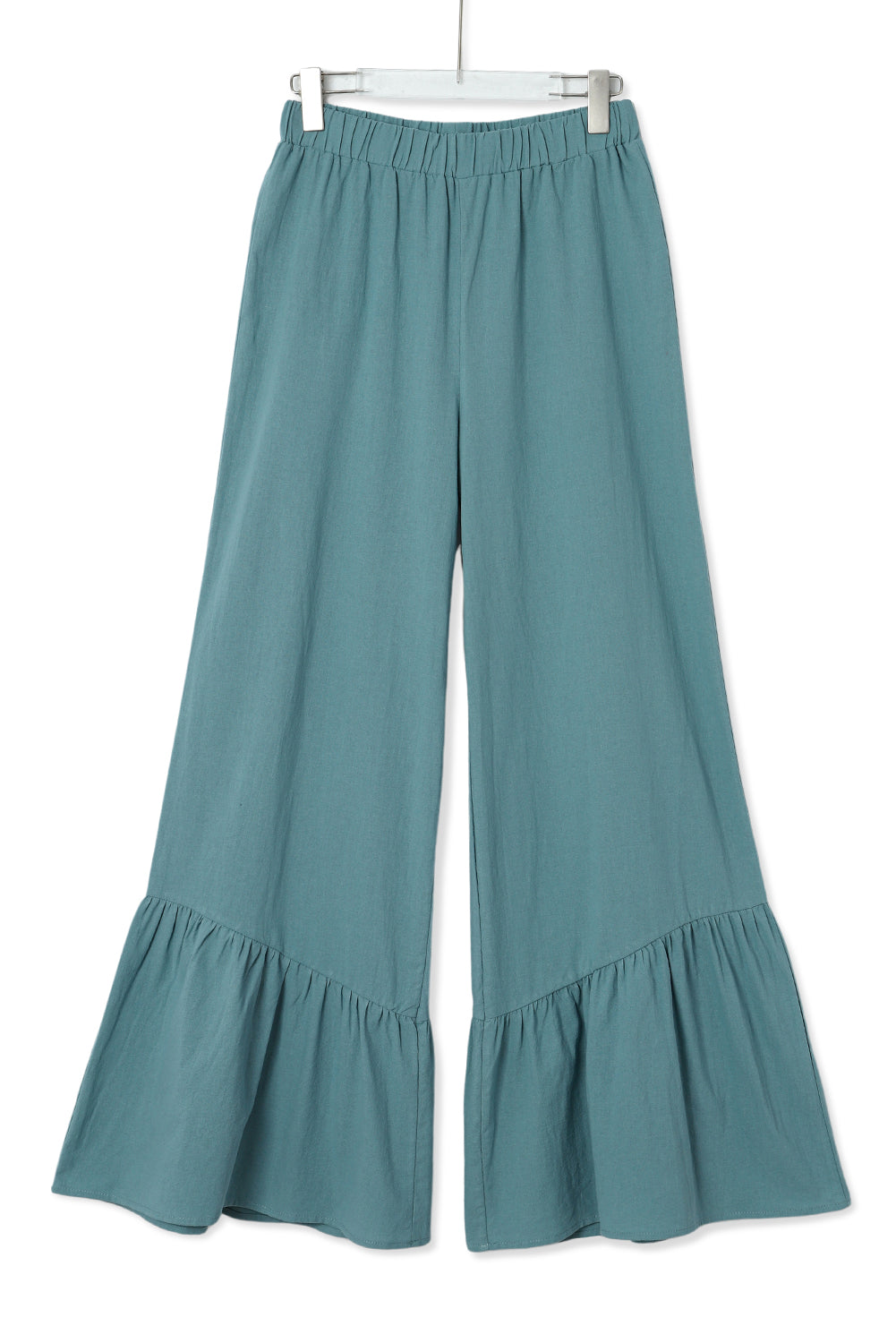 Sky Blue Basic High Waist Ruffled Wide Leg Pants