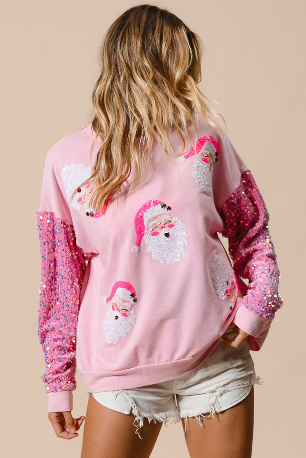 Moonlight Jade Sequined Santa Claus Christmas Sweatshirt