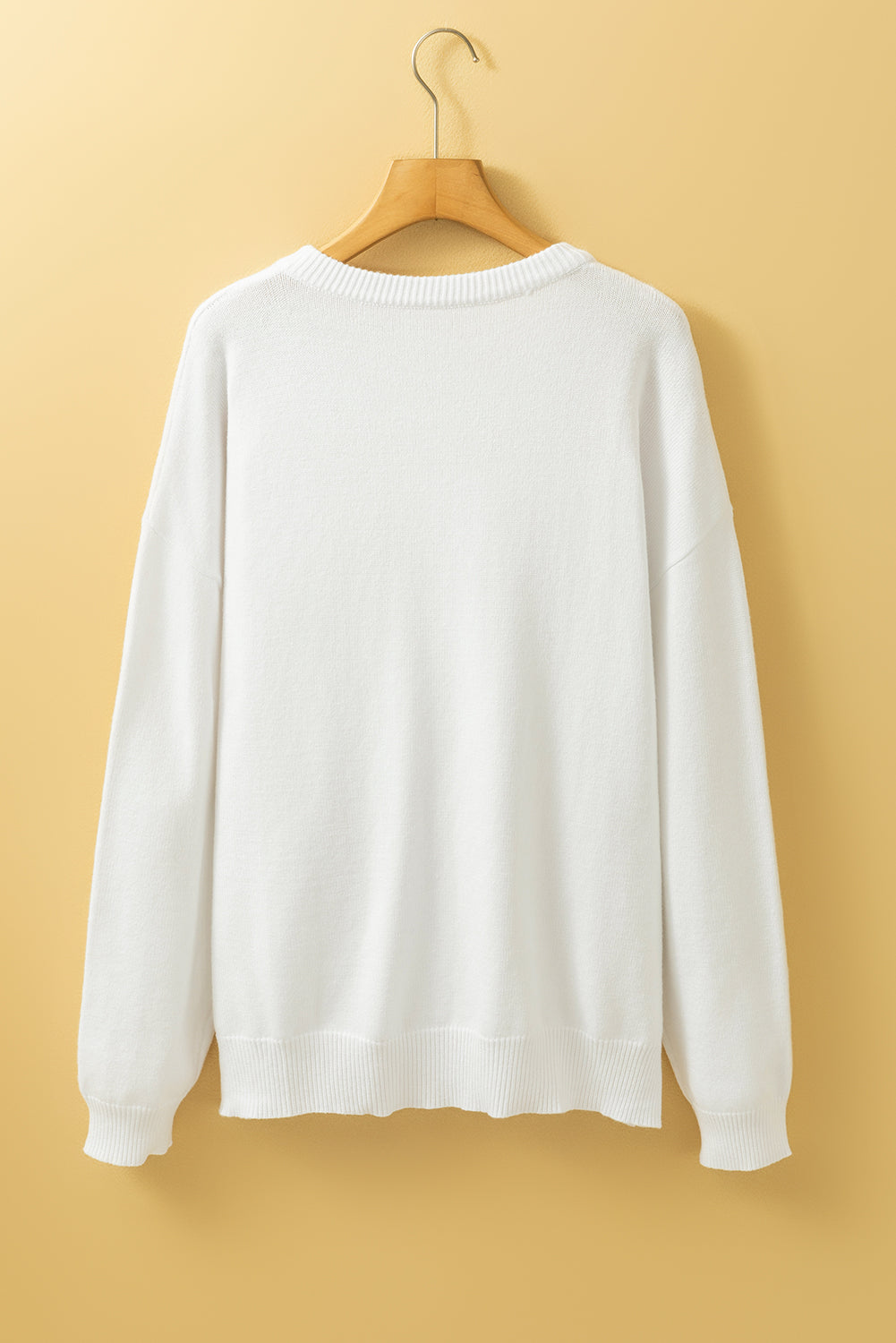 White Plus Size Thankful Embroidered Sweater