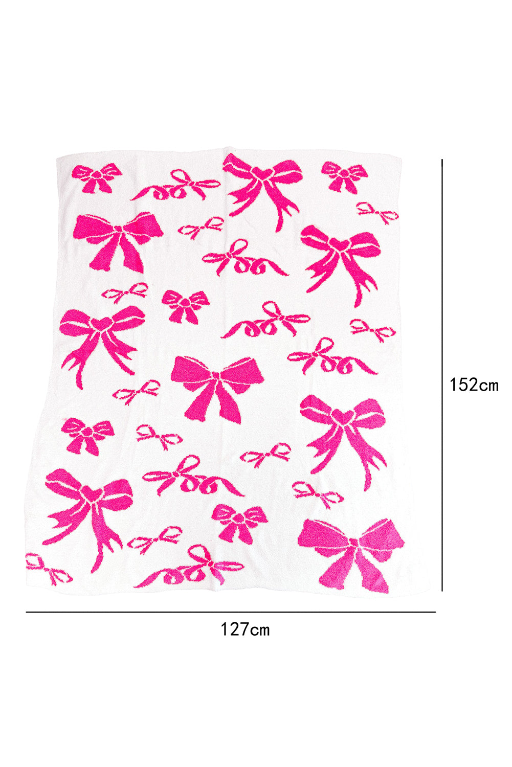 Pink 127*152cm Bow Printed Cozy Soft Throw Blanket