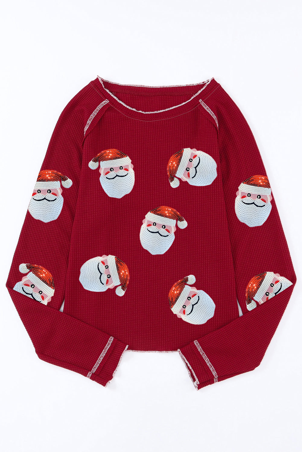 Red Casual Santa Claus Round Neck Graphic Sweatshirt