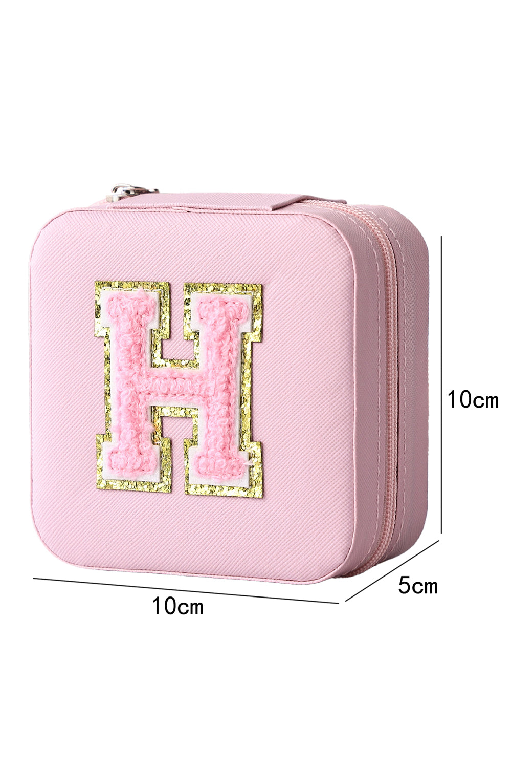 Pink H Chenille Letter Graphic Jewelry Organizer Box